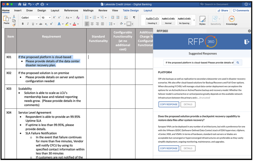 Excel and Word RFPs