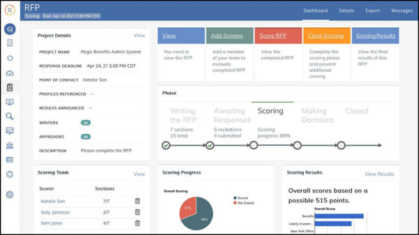 RFP360 RFx Management Software | Vendor Dashboards and Reporting