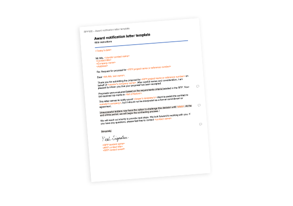 Award Notification Letter Template RFP360